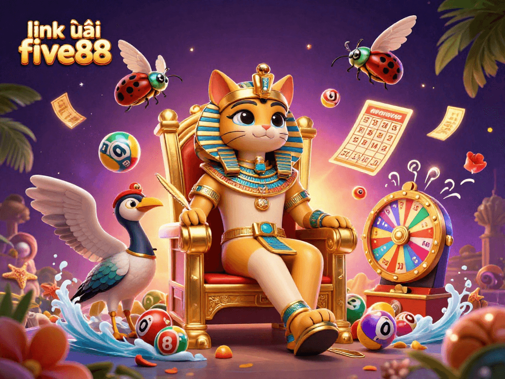 Experience the excitement of gaming with link vào five88 surrounded by dynamic lottery and casino elements.