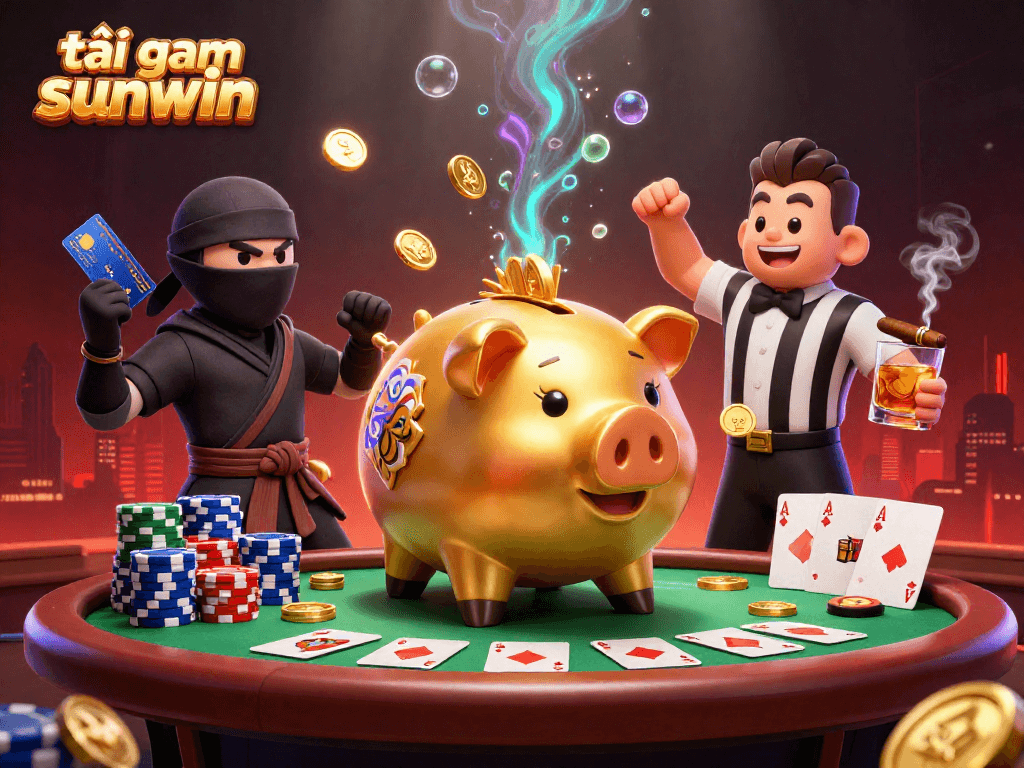 Play tải game sunwin with dynamic characters, poker elements, and exciting casino action!