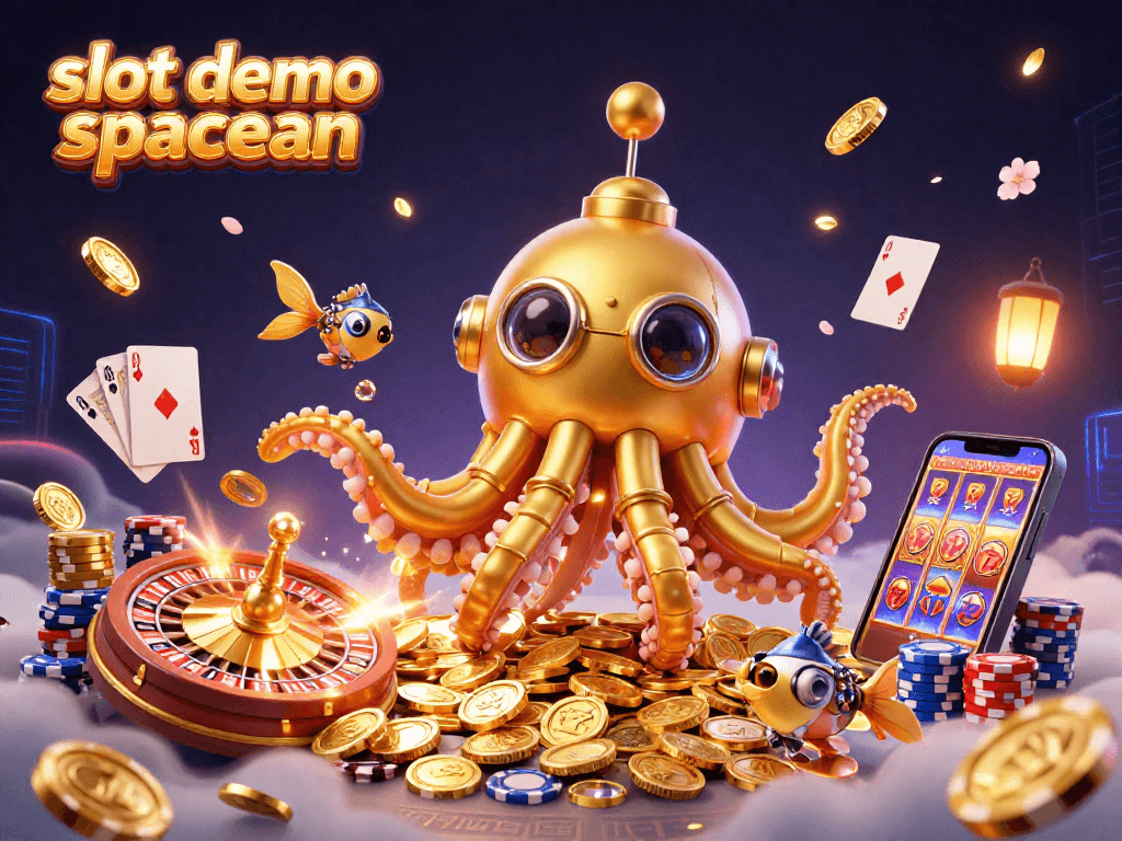 Experience the excitement of slot demo spaceman with golden coins and vibrant casino elements.