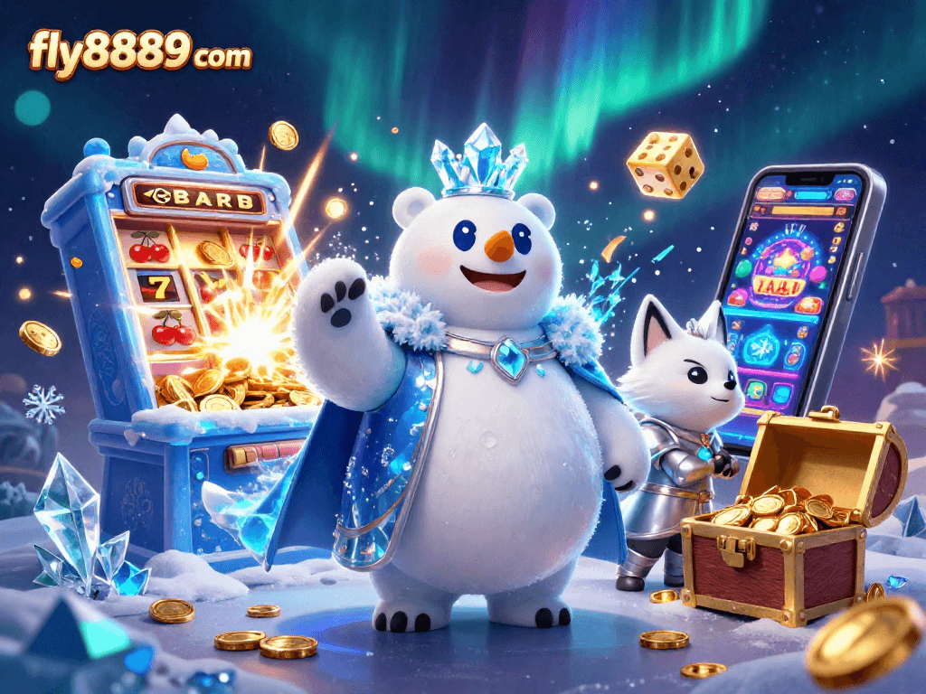 Experience thrilling wins at fly8889 com with an exciting 3D casino adventure illustration.