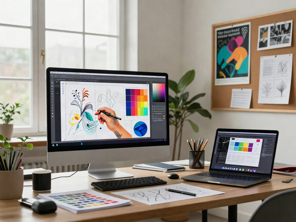 Dynamic workspace showcasing nsfw ai art generation tools and creative processes.