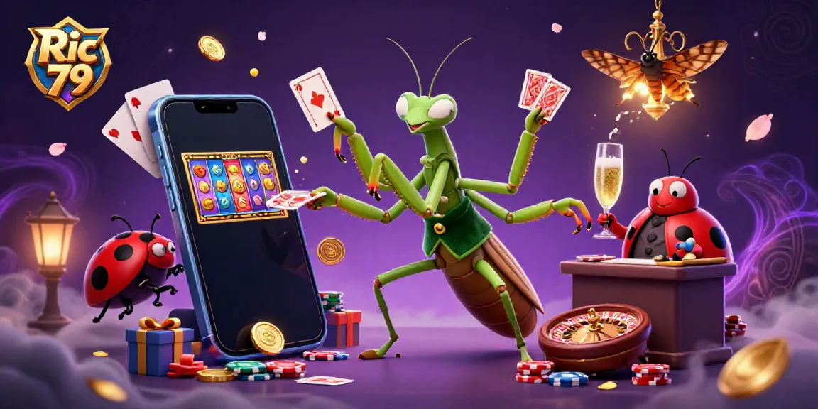 Experience the excitement of Ric 79 with a vibrant 3D casino scene featuring captivating cartoon characters and dynamic game elements.