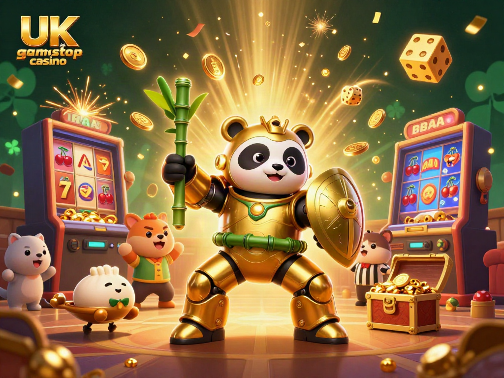 Engage in a vibrant scene from a UK non gamstop casino featuring dynamic characters and casino symbols.