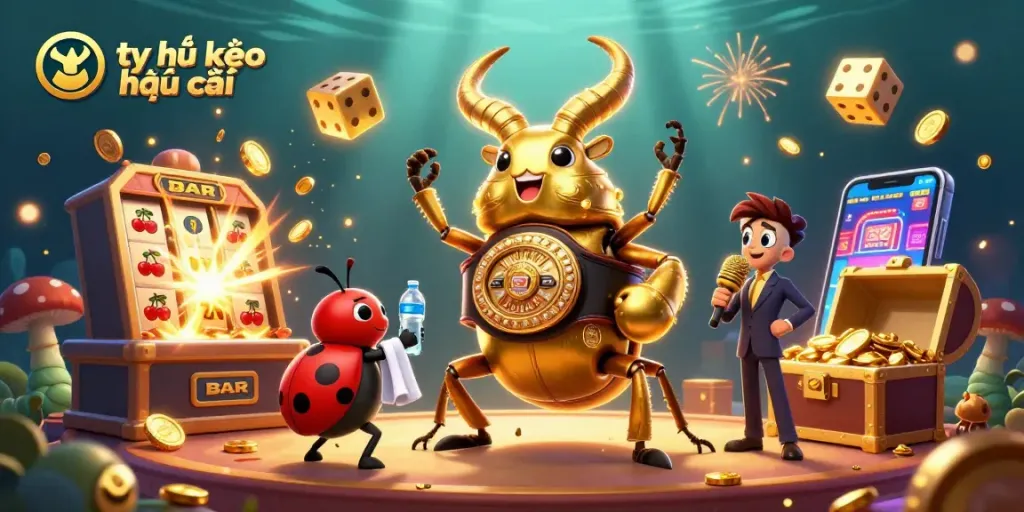 Experience thrilling tỷ lệ kèo nhà cái action in a vibrant, dynamic 3D casino illustration.