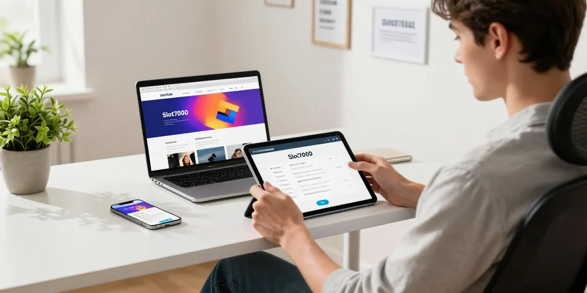 Using Slot7000 application on tablet in a bright modern workspace.