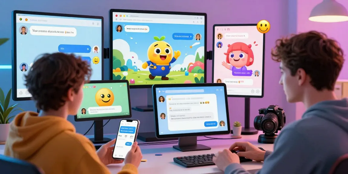 Engaging spicychat AI chat scene with colorful avatars and lively virtual interactions