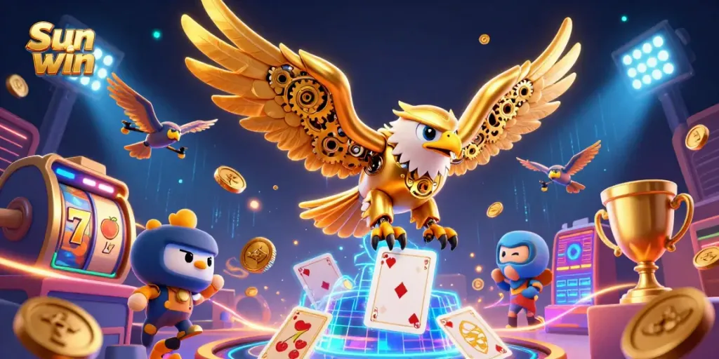 Experience thrilling gameplay with Sun win as the action unfolds in a vibrant, immersive 3D casino scene.