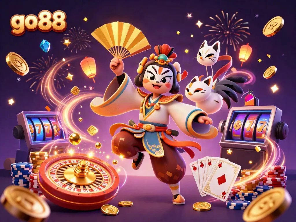 Experience the excitement of go 88 with dynamic casino illustrations, showcasing celebrations and winning moments.
