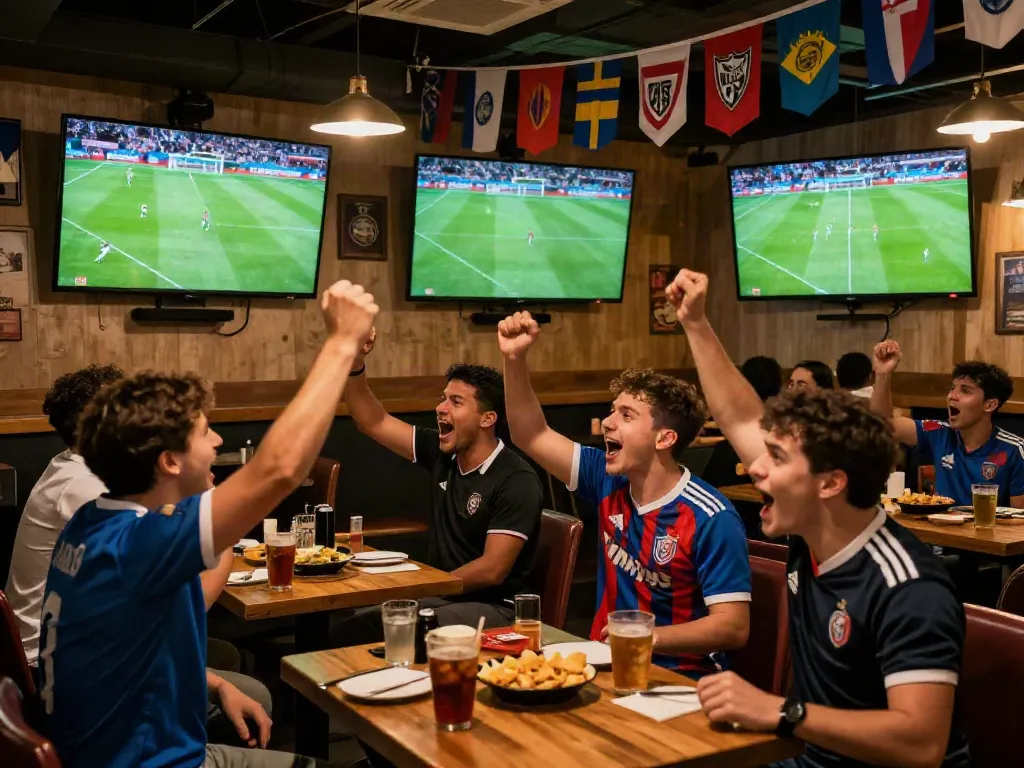 Exciting Gavangtv live football viewing experience in a sports bar.