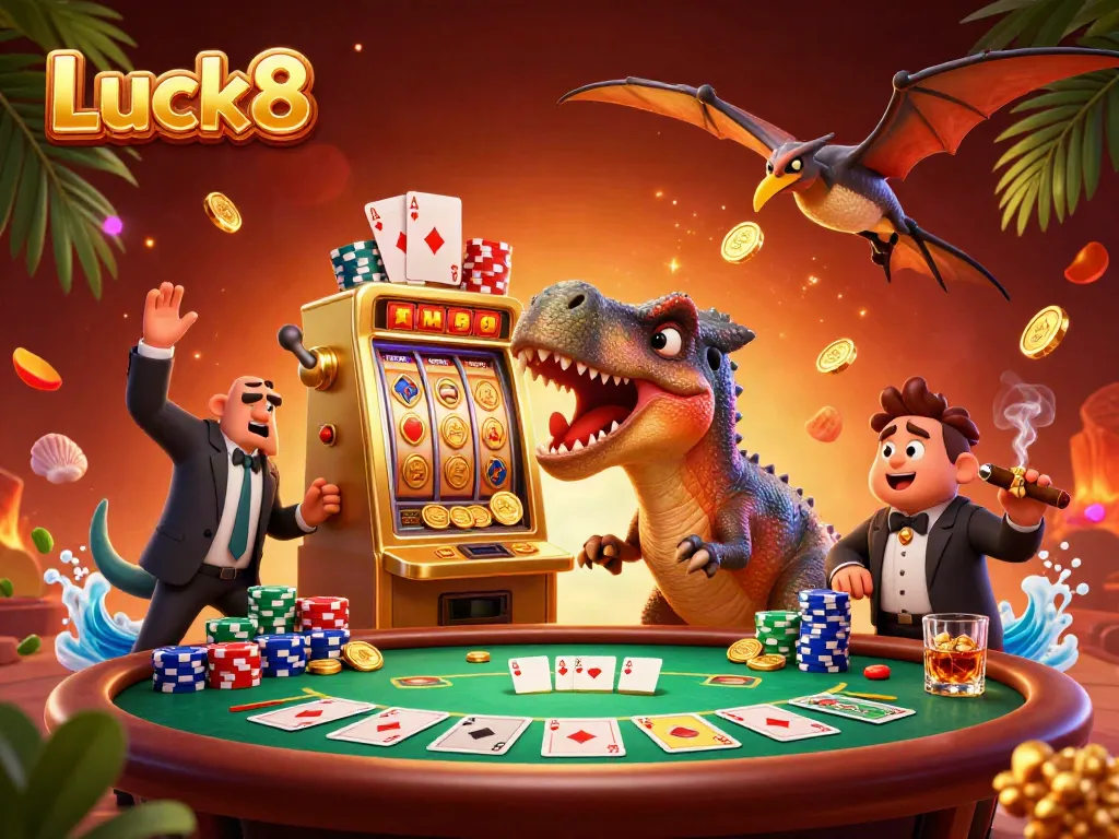 Luck8's pachycephalosaurus wins big at the slots, while chaos ensues around the casino.