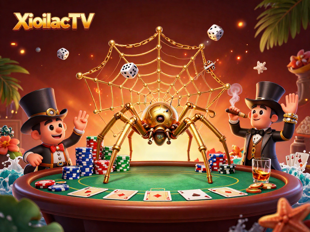 XoilacTV offers an exciting experience with a steampunk spider and poker elements in action.