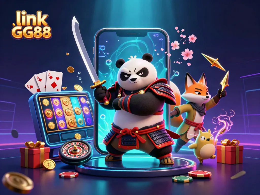 Experience thrilling gameplay at link GG88 with a vibrant 3D casino scene featuring unique characters and exciting game elements.