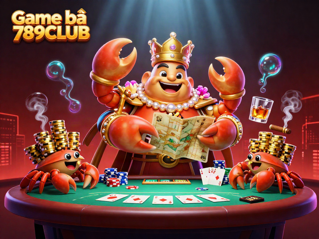 Experience the thrilling action of Game bài 789CLUB with vibrant 3D illustrations showcasing a dynamic casino scene.