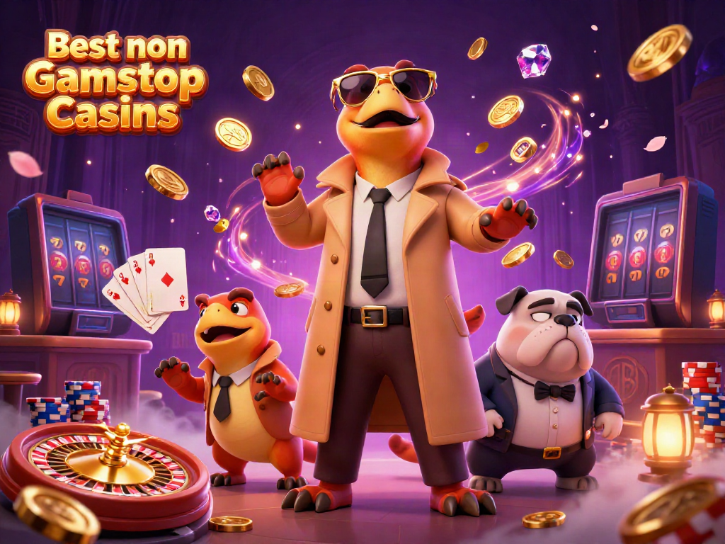 Experience the excitement at the Best non Gamstop Casinos with raptors entering a VIP lounge.