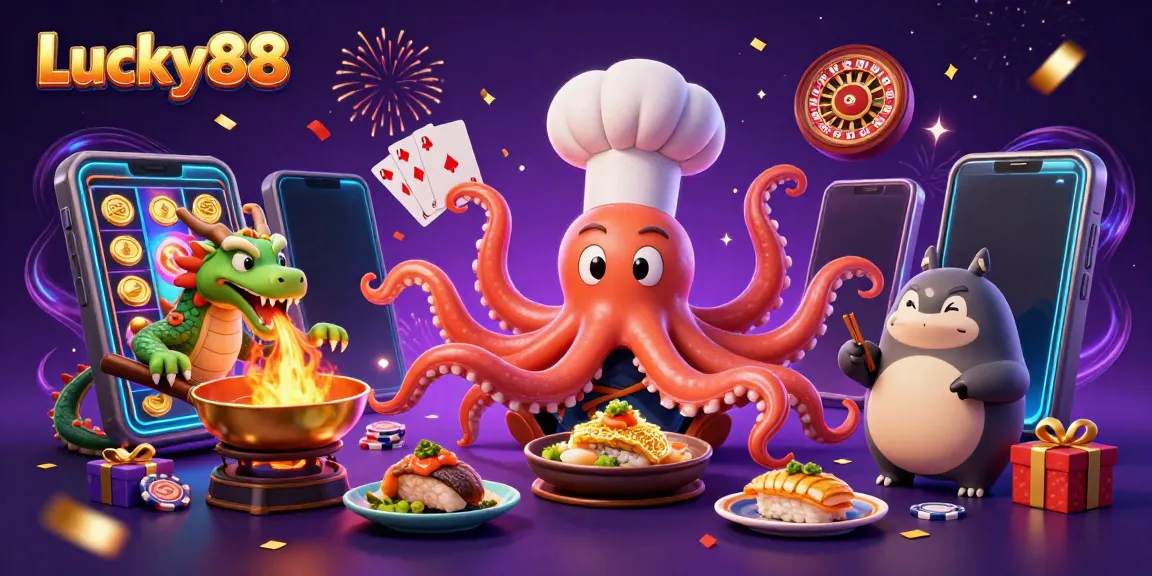 Experience thrilling slot adventures with Lucky88 in a vibrant 3D casino scene featuring exciting game elements.
