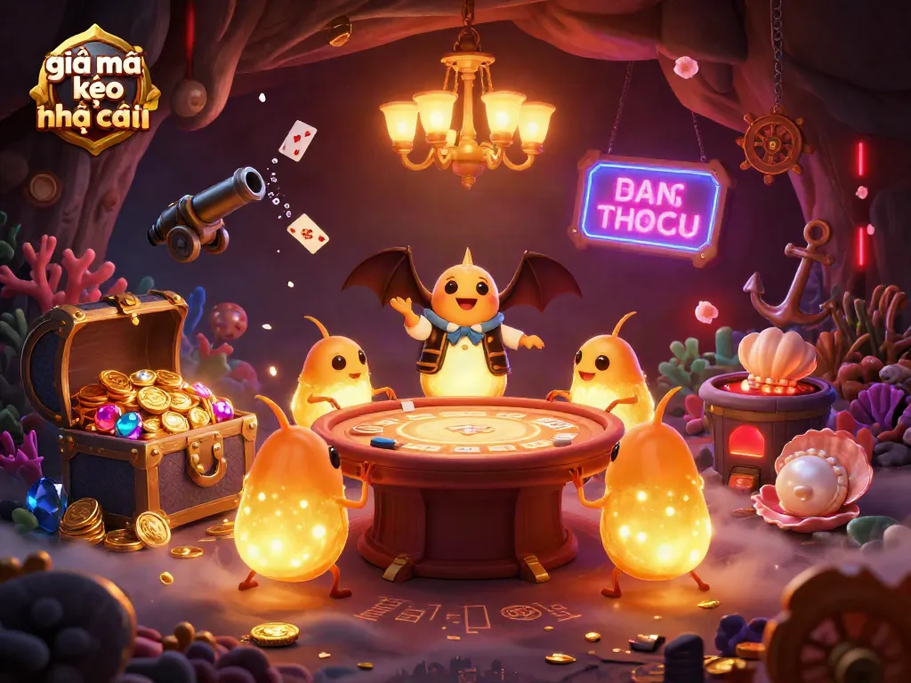 Experience giải mã kèo nhà cái in a vibrant cave casino with glowing glowworms and a whimsical bat dealer.