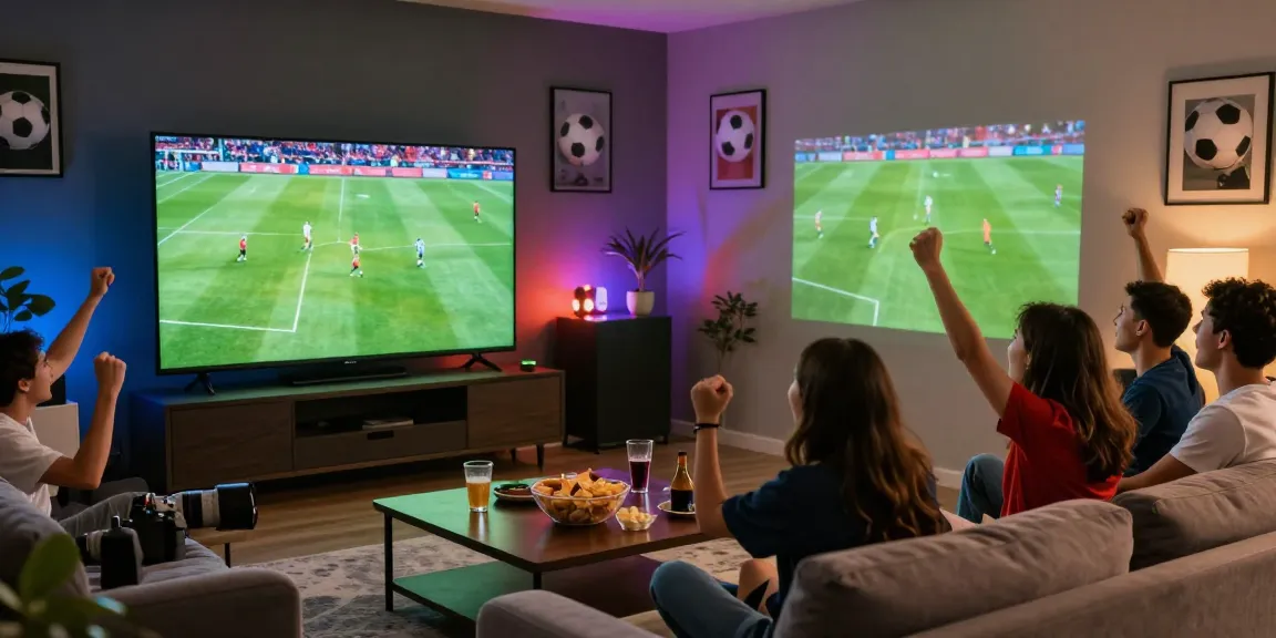 Xoilactv live football match viewing party in a cozy living room.