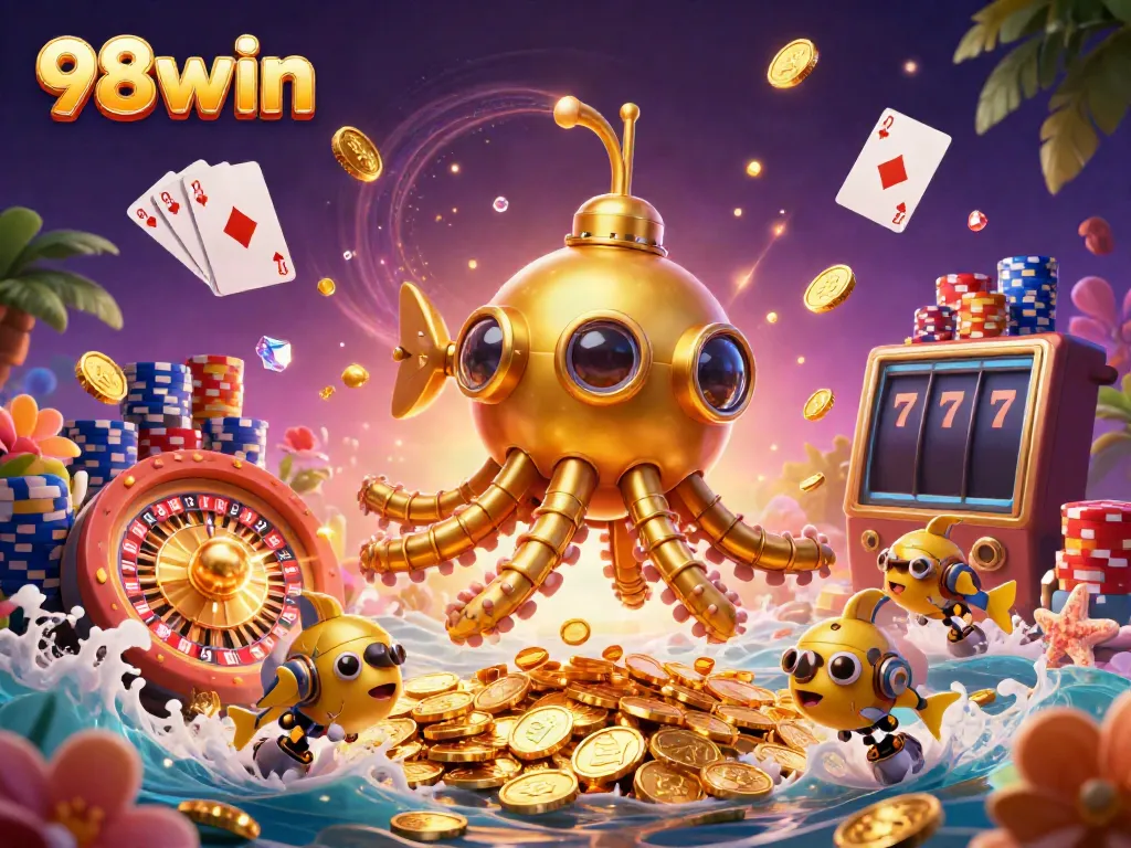Experience thrilling gaming adventures at 98win with lively Kraken and vibrant casino elements.