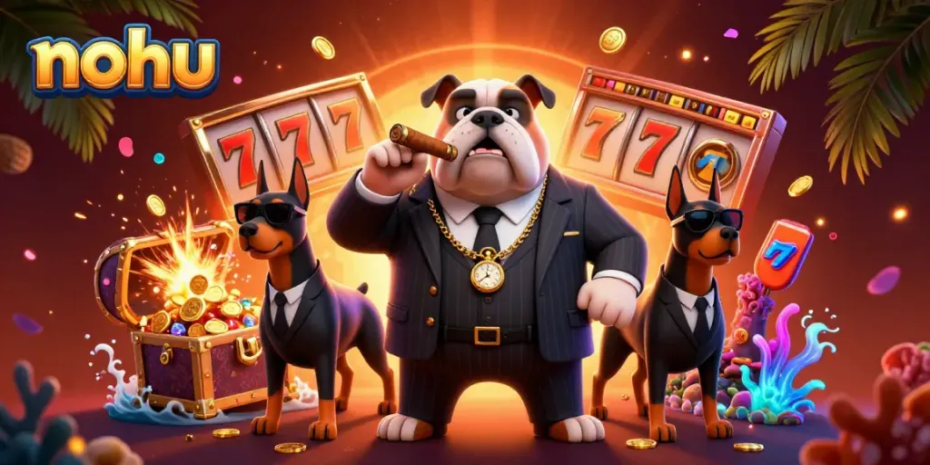 Experience jackpot thrills with nohu in a vibrant 3D casino scene featuring dynamic characters.