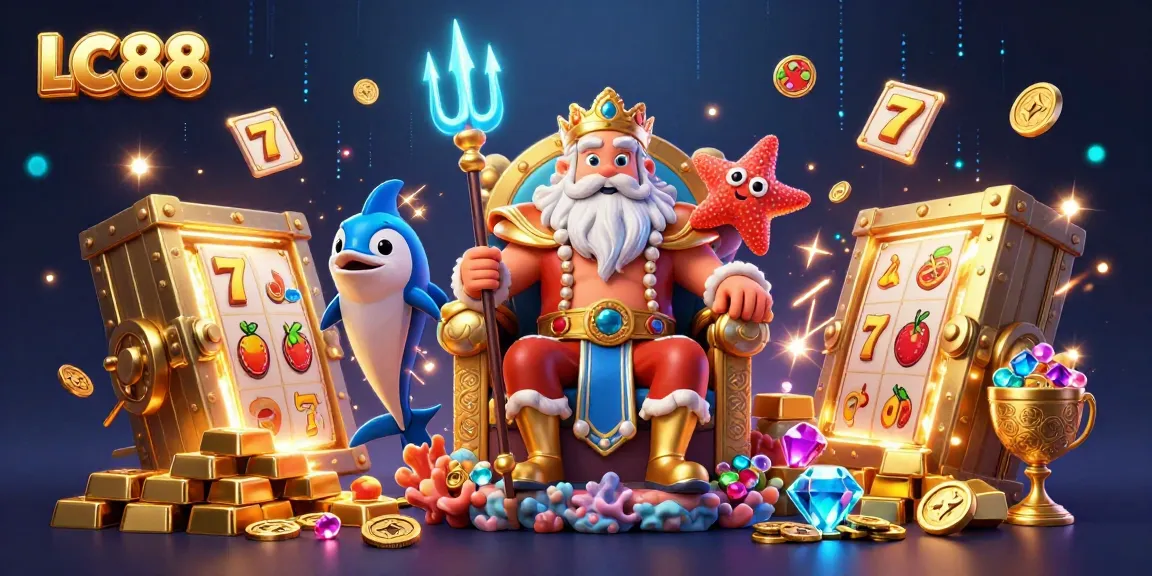 Experience the excitement of LC88 with Neptune and treasures in this vibrant casino scene.
