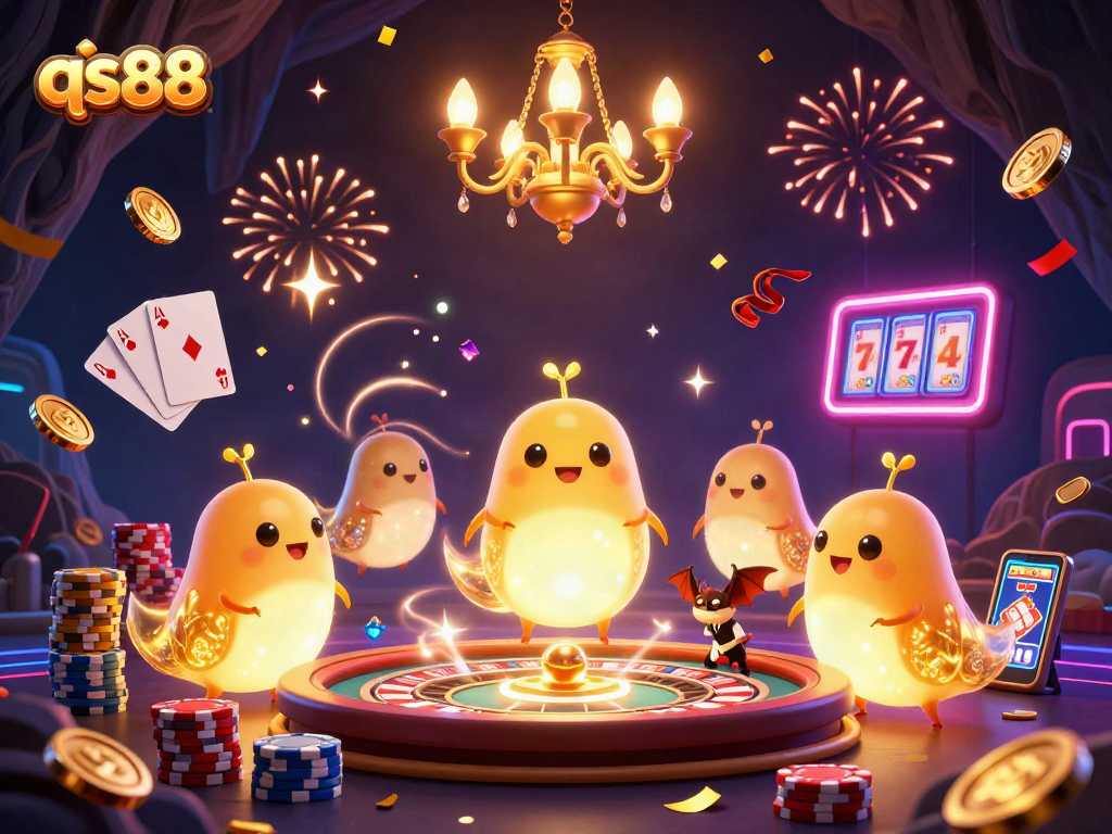 Experience thrilling gaming at qs88 with glowing casino glowworms illuminating the vibrant scene.
