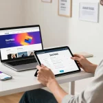 Using Slot7000 application on tablet in a bright modern workspace.