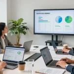 Team analyzing pricing trends for british gas business energy in a modern office conference room.